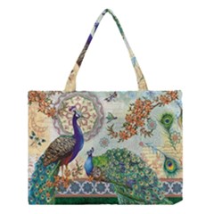 Royal Peacock Feather Art Fantasy Medium Tote Bag by Cemarart