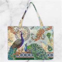 Royal Peacock Feather Art Fantasy Zipper Medium Tote Bag by Cemarart