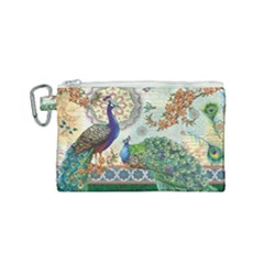 Royal Peacock Feather Art Fantasy Canvas Cosmetic Bag (small) by Cemarart