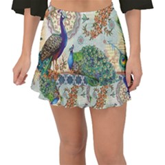 Royal Peacock Feather Art Fantasy Fishtail Mini Chiffon Skirt by Cemarart