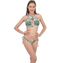 Royal Peacock Feather Art Fantasy Cross Front Halter Bikini Set View1