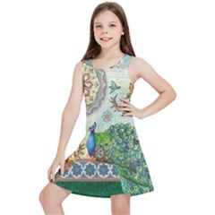 Royal Peacock Feather Art Fantasy Kids  Lightweight Sleeveless Dress by Cemarart