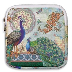 Royal Peacock Feather Art Fantasy Mini Square Pouch by Cemarart