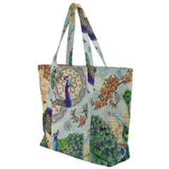 Royal Peacock Feather Art Fantasy Zip Up Canvas Bag by Cemarart