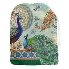 Royal Peacock Feather Art Fantasy Drawstring Pouch (3xl) by Cemarart