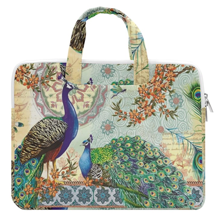 Royal Peacock Feather Art Fantasy MacBook Pro 13  Double Pocket Laptop Bag