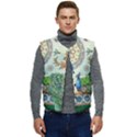 Royal Peacock Feather Art Fantasy Men s Button Up Puffer Vest	 View1