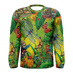 The Chameleon Colorful Mushroom Jungle Flower Insect Summer Dragonfly Men s Long Sleeve T-shirt by Cemarart