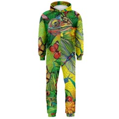 The Chameleon Colorful Mushroom Jungle Flower Insect Summer Dragonfly Hooded Jumpsuit (men)