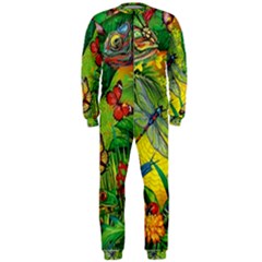 The Chameleon Colorful Mushroom Jungle Flower Insect Summer Dragonfly Onepiece Jumpsuit (men) by Cemarart