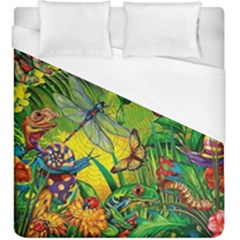 The Chameleon Colorful Mushroom Jungle Flower Insect Summer Dragonfly Duvet Cover (king Size) by Cemarart