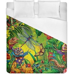 The Chameleon Colorful Mushroom Jungle Flower Insect Summer Dragonfly Duvet Cover (california King Size) by Cemarart