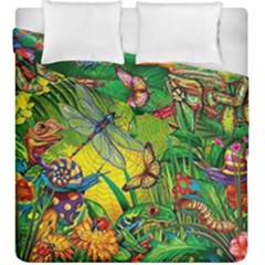 The Chameleon Colorful Mushroom Jungle Flower Insect Summer Dragonfly Duvet Cover Double Side (king Size) by Cemarart