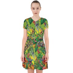 The Chameleon Colorful Mushroom Jungle Flower Insect Summer Dragonfly Adorable In Chiffon Dress by Cemarart