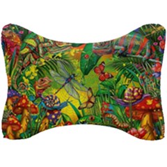 The Chameleon Colorful Mushroom Jungle Flower Insect Summer Dragonfly Seat Head Rest Cushion by Cemarart