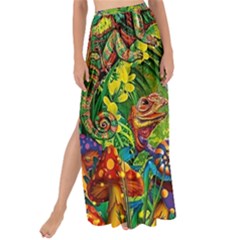 The Chameleon Colorful Mushroom Jungle Flower Insect Summer Dragonfly Maxi Chiffon Tie-up Sarong by Cemarart