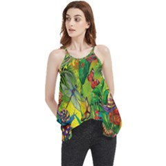 The Chameleon Colorful Mushroom Jungle Flower Insect Summer Dragonfly Flowy Camisole Tank Top by Cemarart