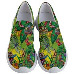 The Chameleon Colorful Mushroom Jungle Flower Insect Summer Dragonfly Women s Lightweight Slip Ons by Cemarart