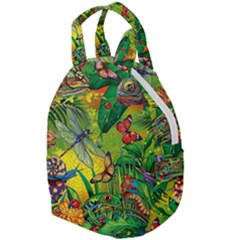 The Chameleon Colorful Mushroom Jungle Flower Insect Summer Dragonfly Travel Backpack by Cemarart