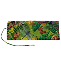 The Chameleon Colorful Mushroom Jungle Flower Insect Summer Dragonfly Roll Up Canvas Pencil Holder (s) by Cemarart