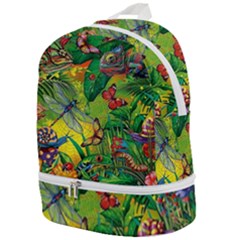 The Chameleon Colorful Mushroom Jungle Flower Insect Summer Dragonfly Zip Bottom Backpack by Cemarart