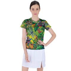 The Chameleon Colorful Mushroom Jungle Flower Insect Summer Dragonfly Women s Sports Top by Cemarart