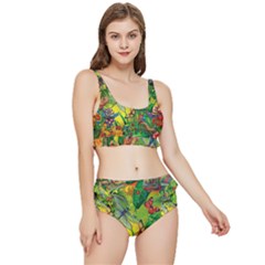 The Chameleon Colorful Mushroom Jungle Flower Insect Summer Dragonfly Frilly Bikini Set by Cemarart