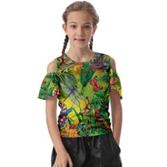 The Chameleon Colorful Mushroom Jungle Flower Insect Summer Dragonfly Kids  Butterfly Cutout T-shirt by Cemarart