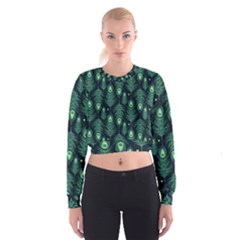 Peacock Pattern Cropped Sweatshirt