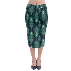 Peacock Pattern Midi Pencil Skirt