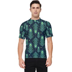 Peacock Pattern Men s Short Sleeve Rash Guard by Cemarart