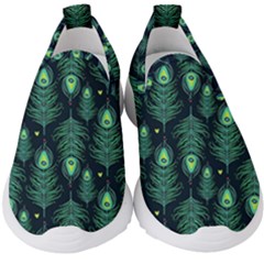 Peacock Pattern Kids  Slip On Sneakers by Cemarart