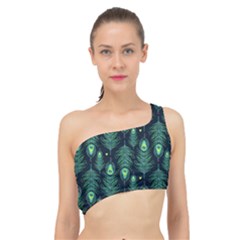 Peacock Pattern Spliced Up Bikini Top  by Cemarart