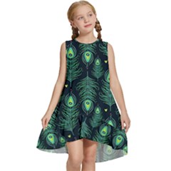 Peacock Pattern Kids  Frill Swing Dress by Cemarart