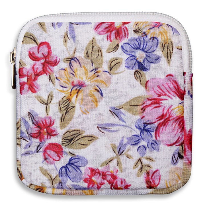 Flower Texture, Knitted Texture, Background With Big Red Mini Square Pouch