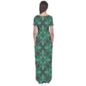 Green Damask Pattern Vintage Floral Pattern, Green Vintage Short Sleeve Maxi Dress View2