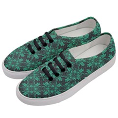 Green Damask Pattern Vintage Floral Pattern, Green Vintage Women s Classic Low Top Sneakers by nateshop