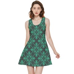 Green Damask Pattern Vintage Floral Pattern, Green Vintage Inside Out Reversible Sleeveless Dress by nateshop