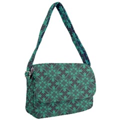 Green Damask Pattern Vintage Floral Pattern, Green Vintage Courier Bag by nateshop