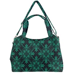 Green Damask Pattern Vintage Floral Pattern, Green Vintage Double Compartment Shoulder Bag by nateshop