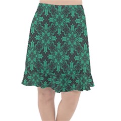 Green Damask Pattern Vintage Floral Pattern, Green Vintage Fishtail Chiffon Skirt by nateshop