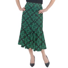 Green Damask Pattern Vintage Floral Pattern, Green Vintage Midi Mermaid Skirt by nateshop