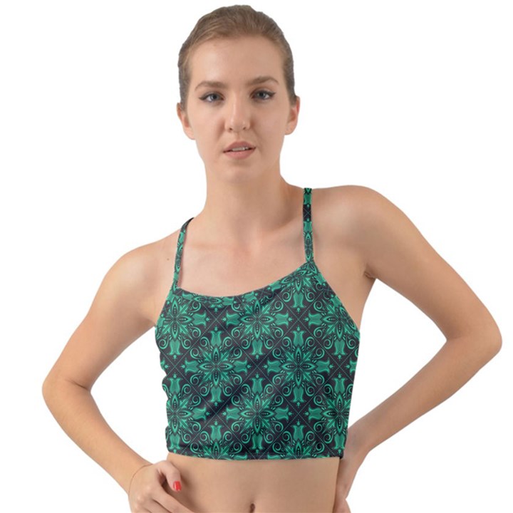 Green Damask Pattern Vintage Floral Pattern, Green Vintage Mini Tank Bikini Top