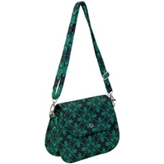 Green Damask Pattern Vintage Floral Pattern, Green Vintage Saddle Handbag by nateshop