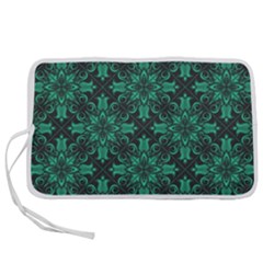 Green Damask Pattern Vintage Floral Pattern, Green Vintage Pen Storage Case (l) by nateshop