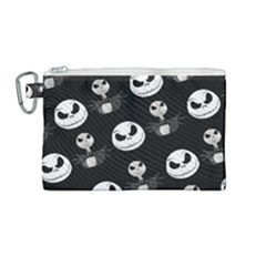 Jack Print, White, Before, Plain, Black, Simple, Christmas Canvas Cosmetic Bag (medium) by nateshop