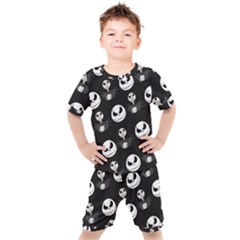 Jack Print, White, Before, Plain, Black, Simple, Christmas Kids  T-shirt And Shorts Set by nateshop