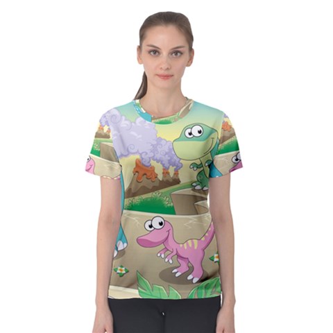 Kids Mural Cartoon Dinosaur Women s Sport Mesh T-shirt by nateshop