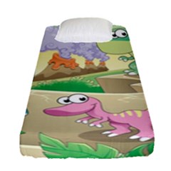 Kids Mural Cartoon Dinosaur Fitted Sheet (single Size)