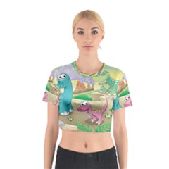 Kids Mural Cartoon Dinosaur Cotton Crop Top by nateshop